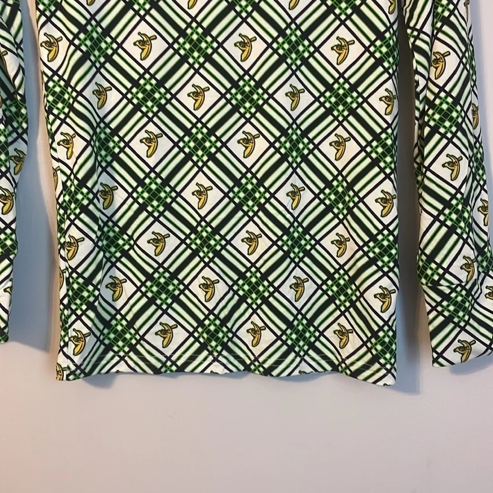 Peaz N’ Carrots Savannah Banana Baseball Logo Plaid Soft Pajama Top size 9/10